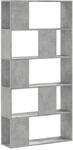 vidaXL B&uuml;cherregal 5 B&ouml;den Betongrau 80,5x23,5x162,5 cm Holzwerkstoff