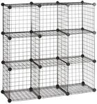Relaxdays Steckregal Drahtgitter 9 F&auml;cher Metall Modular 110 cm x 110 cm x 36,5 cm