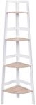 Costway Eckregal 4 Ebenen 32 x 32 x 138 cm Holz Wei&szlig;