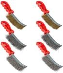 Relaxdays Drahtb&uuml;rsten 6er Set Metall Kunststoff Silber Gold Rot Ergonomisch