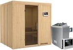 Karibu Sauna-Set Stina inkl. Ofen 9 kW mit ext. Steuerung, T&uuml;r Graphit