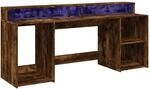 vidaXL LED-Schreibtisch R&auml;uchereiche 200x55x91 cm Holzwerkstoff 3309442