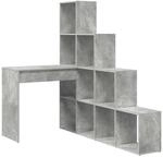 vidaXL Eckschreibtisch mit Regal Betongrau 101,5 x 149,5 x 149,5 cm 3337244