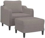 vidaXL Sessel mit Hocker Taupe 60 cm Stoff 3201134