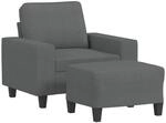 vidaXL Sessel mit Hocker Dunkelgrau 60 cm Stoff 3201144