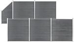 vidaXL WPC Zaun-Set 5 Quadrate + 1 Schr&auml;ge 965x186 cm Grau 3053237