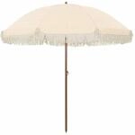 vidaXL Sonnenschirm Gelb und Wei&szlig; &Oslash; 205 x 209 cm Stahl 42006680