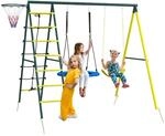 Outsunny Kinderschaukel Metall Netzstoff Gelb 267L x 180B x 202H cm