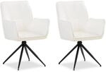Homestyle4u 2er Set Polsterst&uuml;hle Drehbar in Wei&szlig; 2859