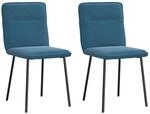 vidaXL Esszimmerst&uuml;hle 2 Stk Blau Samt 4101219