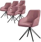 ML-Design Esszimmerst&uuml;hle Drehbar 6Er Set Textil Webstoff Altrosa Drehstuhl