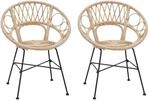 vidaXL Esszimmerstuhl 2 Stk Natur 49 x 51 x 81 cm Rattan und Eisen 42011560