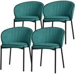 ML-Design Esszimmerst&uuml;hle 4Er Set Petrol mit Stoffbezug & Metallbeinen