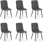 Homestyle4u Esszimmerstuhl 6er Set in Anthrazit Samt 2329