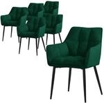ML-Design Esszimmerst&uuml;hle 6Er Set Frotteestoff Dunkelgr&uuml;n Dickem Gepolsterter