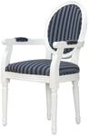 ebuy24 Rokoko Amaretta Esszimmerstuhl mit Armlehne Antik Weiss Stoff Schwarz