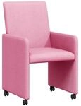 vidaXL Esszimmerst&uuml;hle mit Rollen 2 Stk Rosa 57 x 66 x 94 cm Stoff 42017816