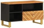 vidaXL TV-Schrank Braun und Schwarz 80x33,5x46 cm Massivholz Mango