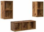 vidaXL TV-Schrank Set Wandmontiert 3-Tlg Altholz Holzwerkstoff 3393378
