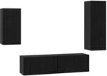 vidaXL TV-Schrank-Set 4-Tlg Schwarz Eichen-Optik 30,5 x 30 x 90 cm 3393283