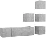 vidaXL 6 Tlg TV-Schrank-Set Betongrau Holzwerkstoff 3079140