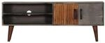vidaXL TV-Schrank Grau 130x30x46 cm Raues Mango-Massivholz