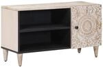 vidaXL TV-Schr&auml;nk mit Regal Wei&szlig; 80 x 31,5 x 46 cm Massivholz Mango 4018383