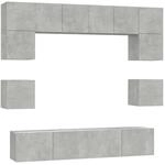 vidaXL 8-tlg. TV-Schrank-Set Betongrau Holzwerkstoff Modell 24