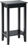 Costway Beistelltisch mit Regal 2-St&ouml;ckiger & 4 Massivholzbeinen Black