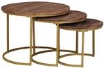 vidaXL Nesting-Couchtische 3-Tlg Massivholz Mango und Stahl 4104640