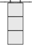 vidaXL Schiebet&uuml;r mit Beschlag Schwarz 76x205 cm Hartglas 3375912