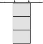 vidaXL Schiebet&uuml;r mit Beschlag Schwarz 90x205 cm Hartglas 3375955