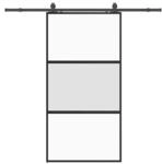 vidaXL Schiebet&uuml;r mit Beschlag Schwarz 102,5x205 cm Hartglas 3375959