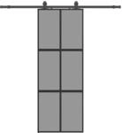 vidaXL Schiebet&uuml;r mit Beschlag Schwarz 76x205 cm Hartglas 3375886