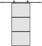vidaXL Schiebet&uuml;r mit Beschlag Schwarz 90x205 cm Hartglas 3375875