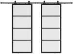 inova Loft Glasschiebet&uuml;r Satiniert 4 Felder 1800 x 2150 mm Komplettset aus Stahl in
