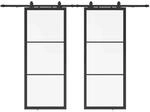 inova Loft Glasschiebet&uuml;r 1760 x 2035 mm 3 Felder Komplettset aus Stahl in Schwarz