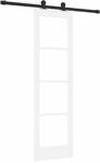 vidaXL Schiebet&uuml;r ORKDAL Wei&szlig; 61 x 198,5 cm Massivholz Kiefer und Glas 3332098