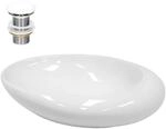 ECD Germany Waschbecken 585x375x145mm aus Keramik Wei&szlig; inkl Ablaufgarnitur