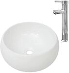 vidaXL Bad-Waschbecken mit Mischbatterie Keramik Rund Wei&szlig; 275495
