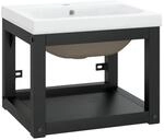 vidaXL Badezimmer-Waschtischgestell mit Waschbecken Schwarz Eisen 3101382