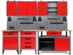 Ondis24 Werkbank Werkstatt Set T&uuml;ftler 240 cm 3 Schr&auml;nke Rot Werkstatteinrichtung
