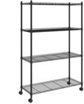 vidaXL Lagerregal mit 4 B&ouml;den und Rollen 90x35x142 cm Schwarz 200 kg 324628
