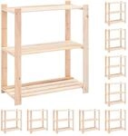 vidaXL Lagerregale 3 B&ouml;den 10 Stk 80x38x90cm Massivholz Kiefer 150kg 3051120