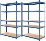 ECD Germany 2Er Set Werkstattregal 200x100x60 cm Blau Pulverbeschichter Metall
