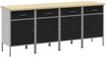 vidaXL Werkbank mit Schubladen 4-Tlg Schwarz und Grau 200 x 55 x 85 cm 3321384