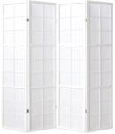 Homestyle4u 4-tlg. Paravent Shoji in Wei&szlig; 176x175 cm 438