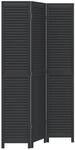 vidaXL 3 Tlg Paravent Schwarz Massivholz Paulownia 358847