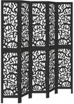 vidaXL 5 Tlg Paravent Schwarz Massivholz Paulownia 358760