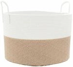 vidaXL Aufbewahrungskorb Braun und Wei&szlig; &Oslash;51x33 cm Baumwolle 358492